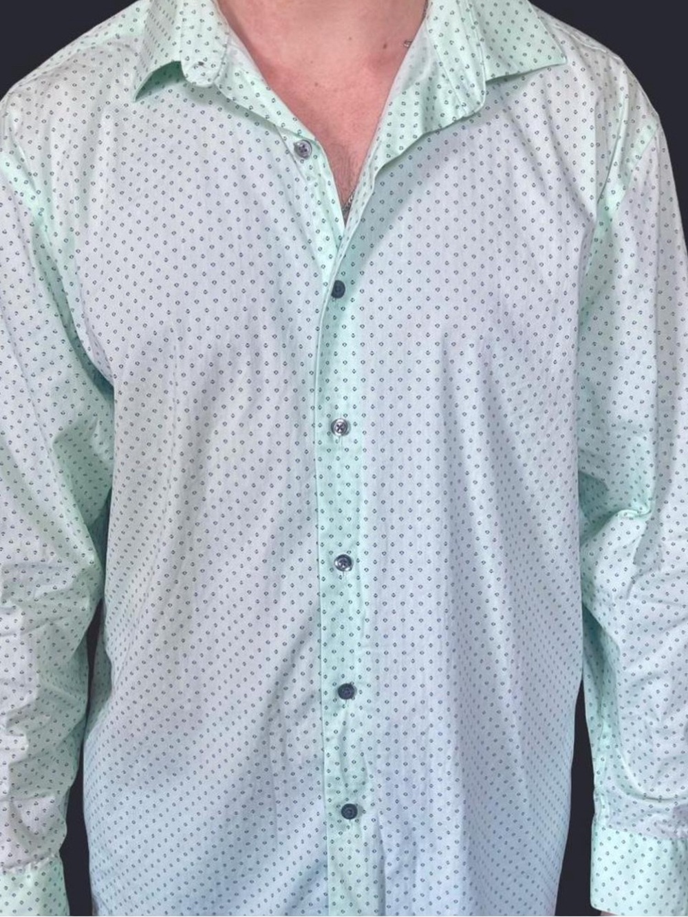 Alfani: Men’s Mint Green Printed Button-Up Shirt
